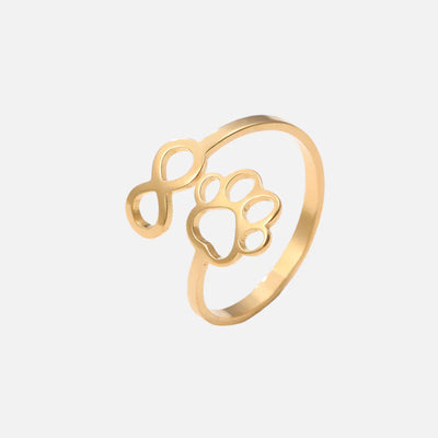 Bague Infinity Ajustable en Argent et Or avec Motif d'Empreinte de Patte – AYLA