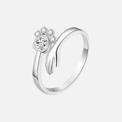 Bague en Argent 925 Ajustable avec Motif Main et Patte – Mara