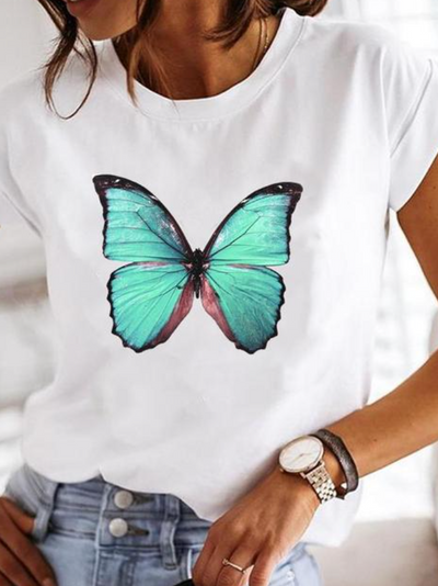 T-shirt Blanc à Imprimé Graphique Minimaliste pour Femme