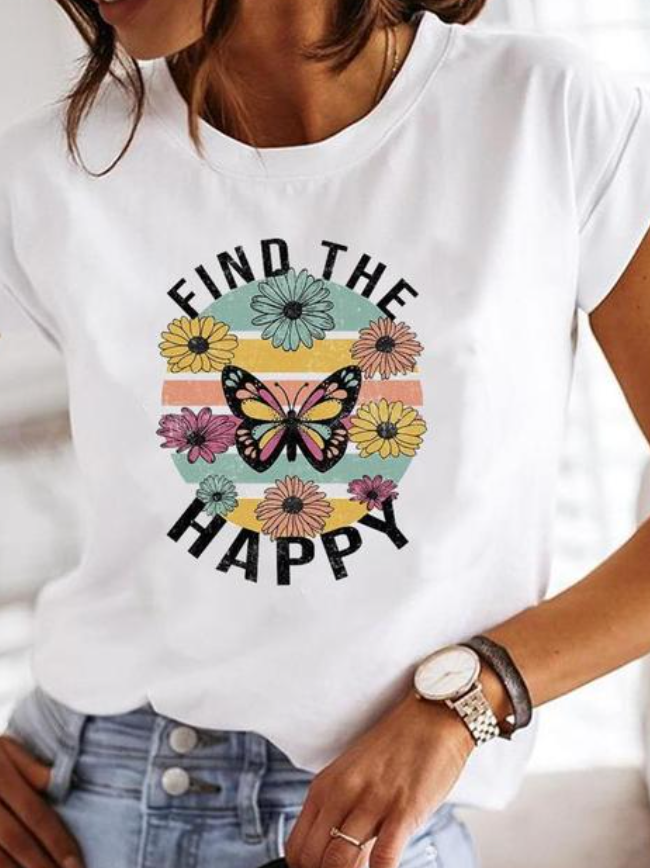 T-shirt Blanc à Imprimé Graphique Minimaliste pour Femme