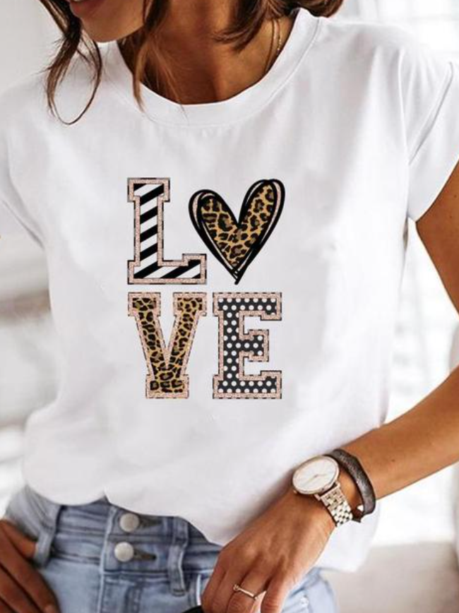 T-shirt Blanc à Imprimé Graphique Minimaliste pour Femme