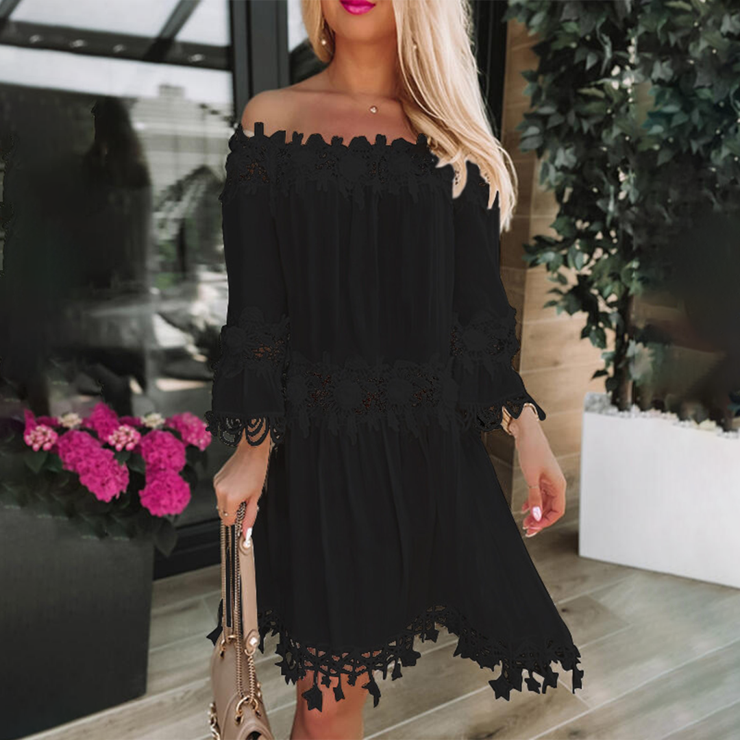 SUNSIS – Femme Robe d’Été Décolletée avec Dentelle & Haut Tube