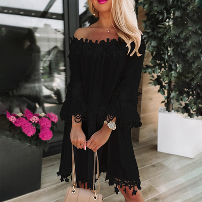 SUNSIS – Femme Robe d’Été Décolletée avec Dentelle & Haut Tube