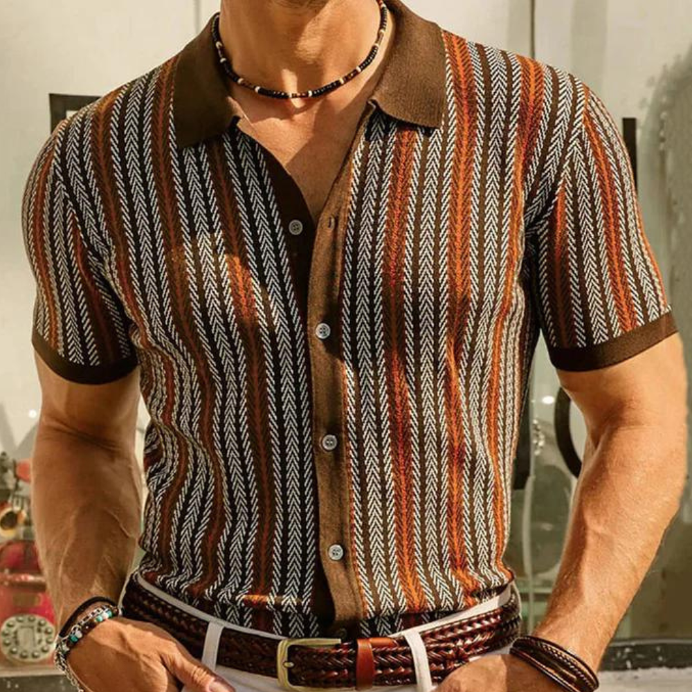 Philippe - Chemise en maille rayée pour hommes