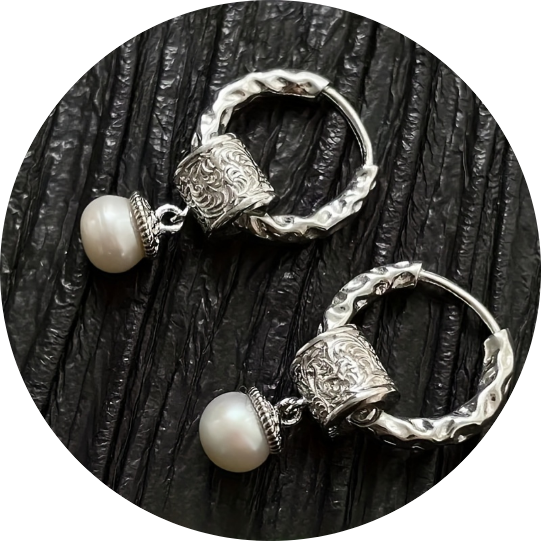 🇫🇷 Boucles d’oreilles design français des années 50 en vieil argent .925