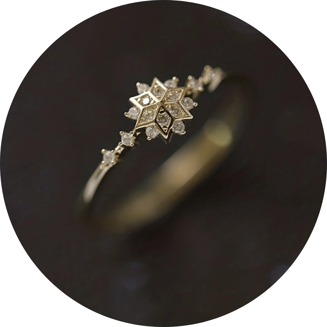 Bague en forme de flocon de neige en vieil argent .925