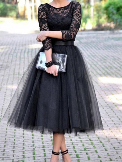 TULLIA – Jupe Longue en Tulle Noir Taille Élastique