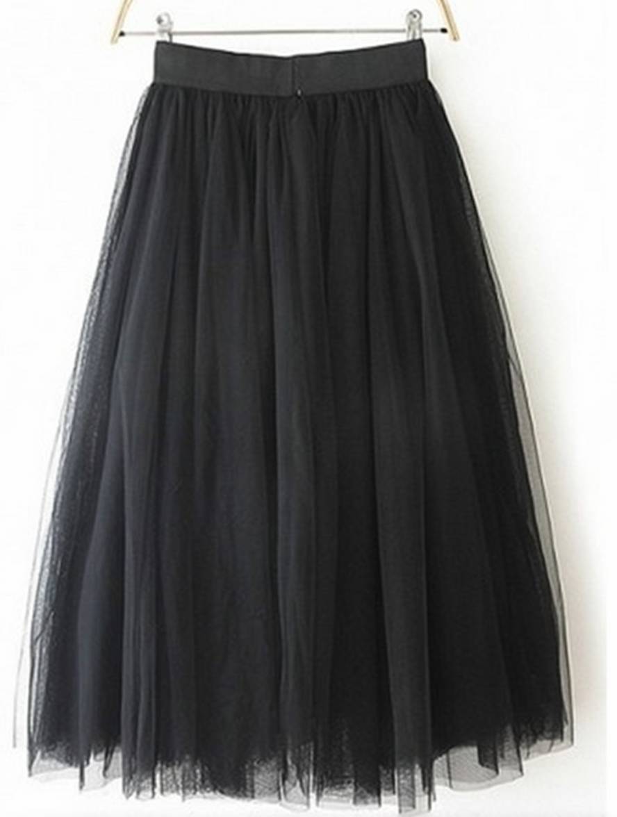 TULLIA – Jupe Longue en Tulle Noir Taille Élastique
