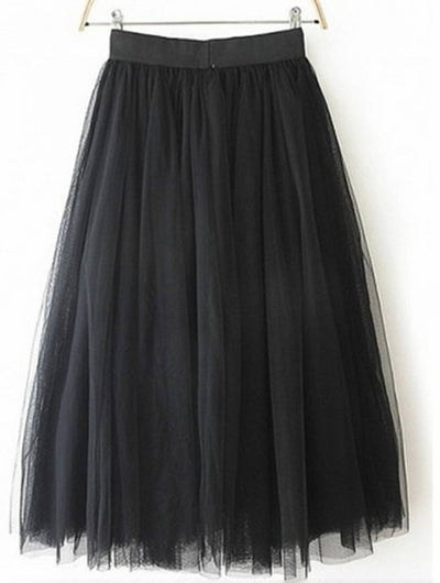 TULLIA – Jupe Longue en Tulle Noir Taille Élastique