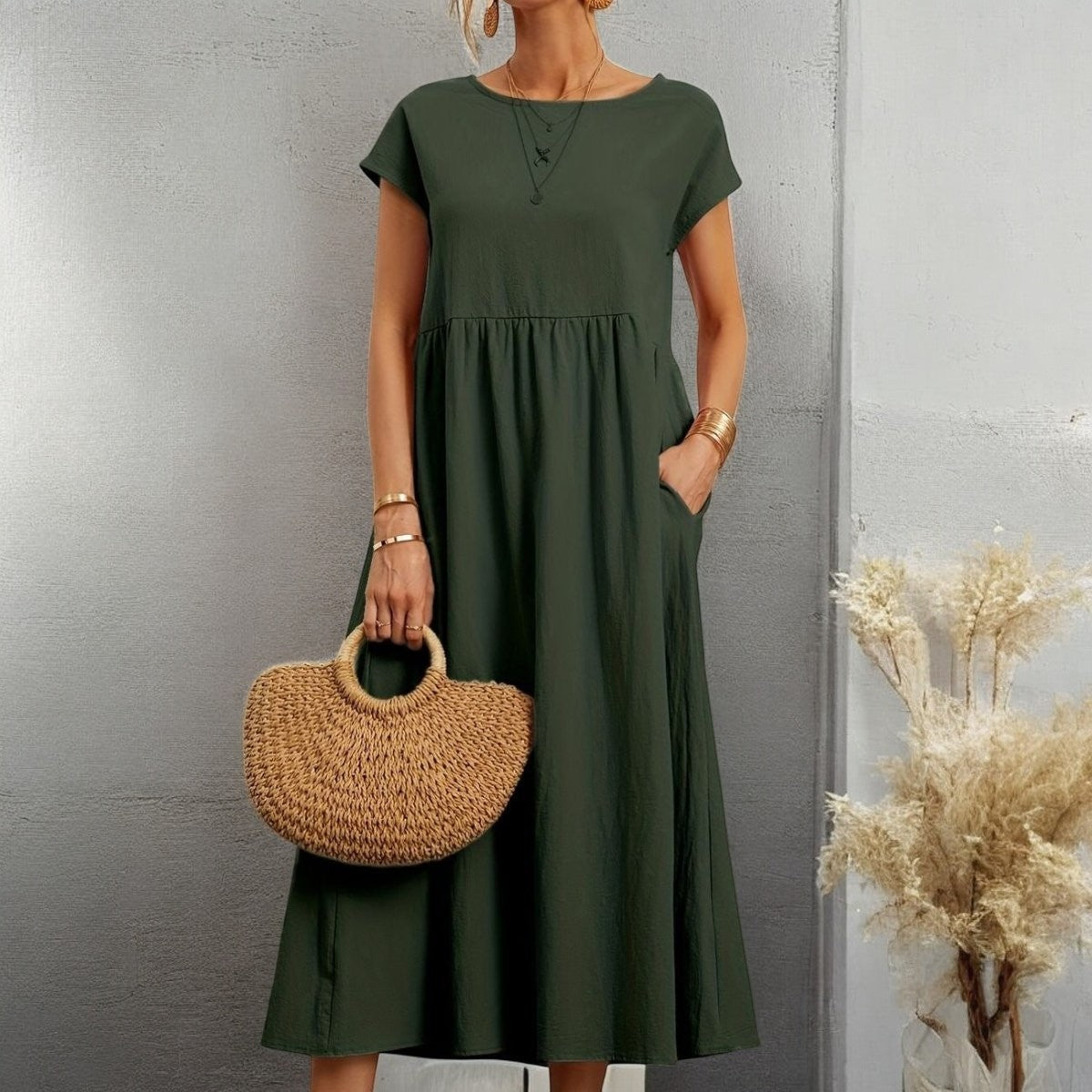 Fabiola - Robe d'été décontractée à col rond