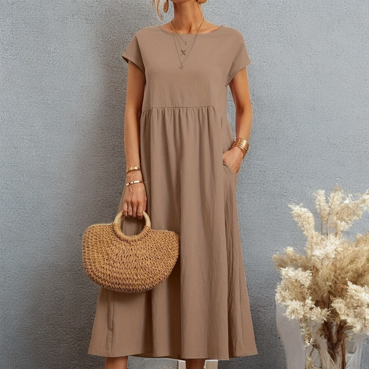 Fabiola - Robe d'été décontractée à col rond