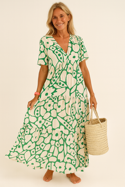 Robe décontractée imprimée avec décolleté en V