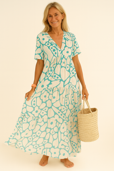 Robe décontractée imprimée avec décolleté en V