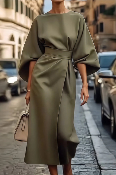 AtelierdeRocheParis™ | Sonia | Robe élégante avec manches lanterne et ceinture