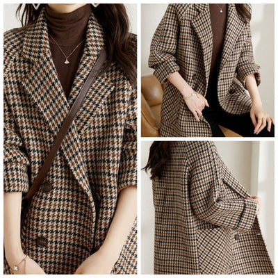 Élégante Veste à Carreaux Femme Confortable