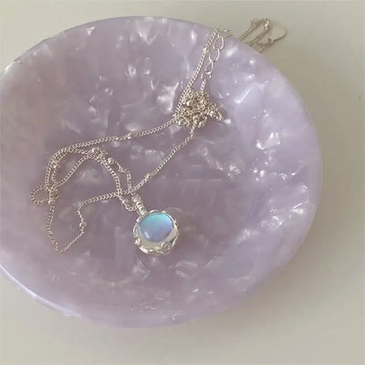 Collier pendentif rond en pierre de lune
