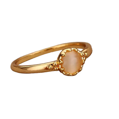 Bague boho en pierre dorée faite main