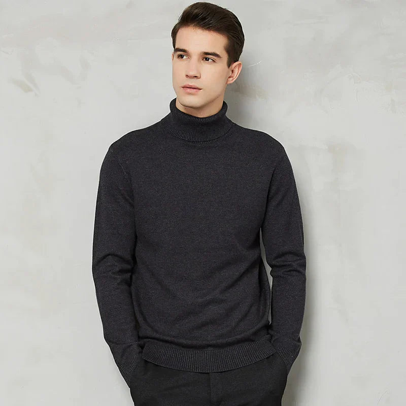 Chandail à col roulé en tricot pour hommes | Chaud
