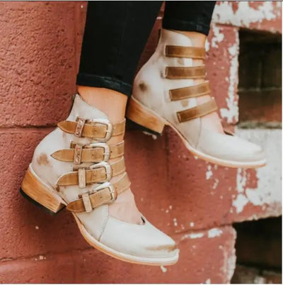 Talons en Cuir Vintage avec Boucle