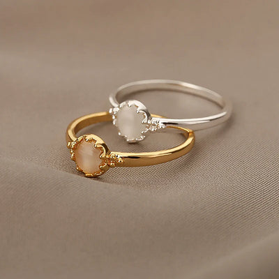 Bague boho en pierre dorée faite main