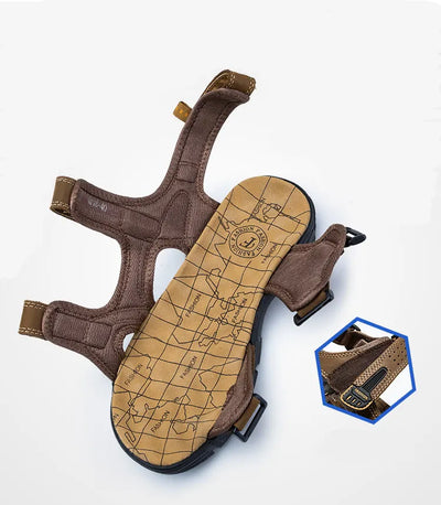 Sandales en Cuir avec Brides Réglables pour Homme