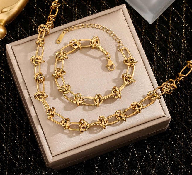 Collier +  bracelet fait main | Or plaqué 14 carats ou en Argent
