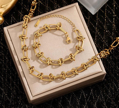 Collier +  bracelet fait main | Or plaqué 14 carats ou en Argent