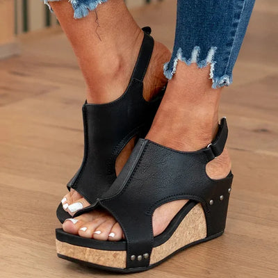 Sandales Compensées Découpées pour Femme