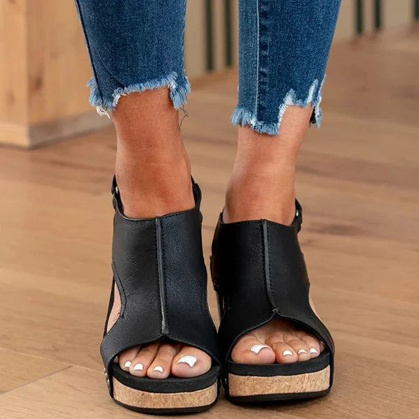 Sandales Compensées Découpées pour Femme