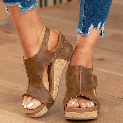 Sandales Compensées Découpées pour Femme