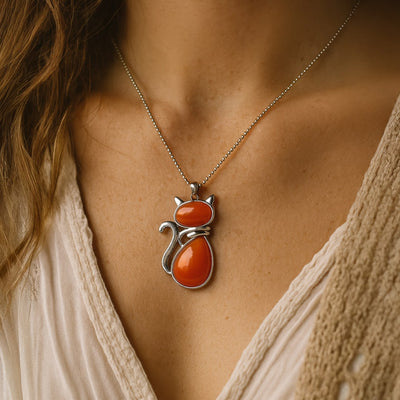 Pendentif Chat en Pierre Naturelle