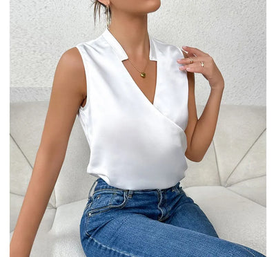 Amalia - Blouse Femme Sans Manches Légère et Élégante