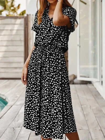 Monique - Robe midi boho à fleurs et décolleté en V
