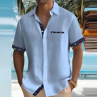 Chemise Homme à Manches Courtes avec Bords Contrastés