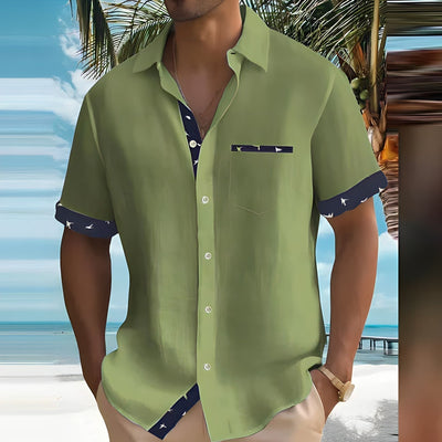 Chemise Homme à Manches Courtes avec Bords Contrastés