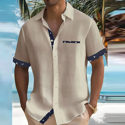 Chemise Homme à Manches Courtes avec Bords Contrastés