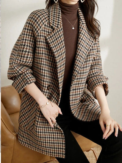 Élégante Veste à Carreaux Femme Confortable