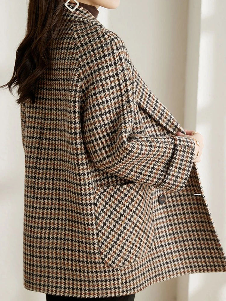 Élégante Veste à Carreaux Femme Confortable