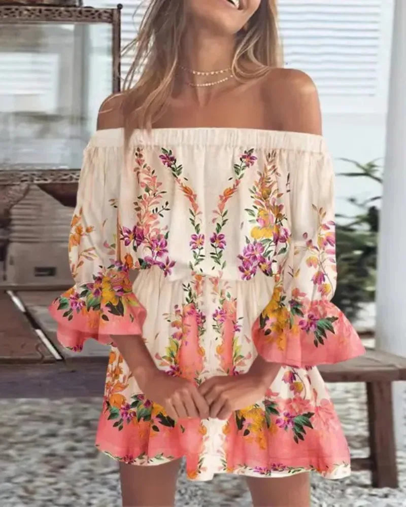 Dania | Robe Épaule Dénudée Élégante à Motifs Floraux pour Femme