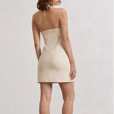 Robe courte pour femme, encolure dos nu avec boutons sur le devant - Daphne