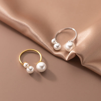 Bague ajustable en perles d'eau douce