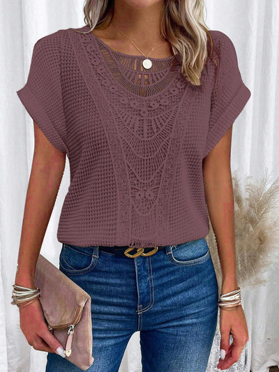 Zarelle – T-shirt à Manches Courtes avec Détails en Dentelle