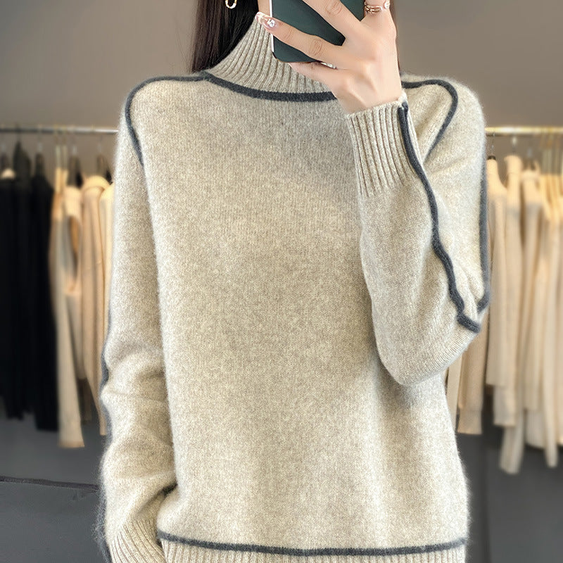 AtelierDeRoche™ | Pull En Laine Oversize à Col Haut pour Femmes