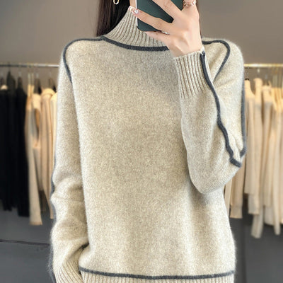 AtelierDeRoche™ | Pull En Laine Oversize à Col Haut pour Femmes