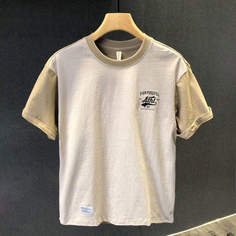 T-shirt basique en coton pour hommes avec imprimé minimaliste de style urbain - Damián