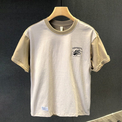 T-shirt basique en coton pour hommes avec imprimé minimaliste de style urbain - Damián