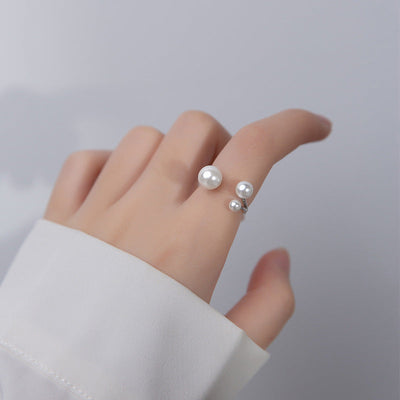 Bague ajustable en perles d'eau douce