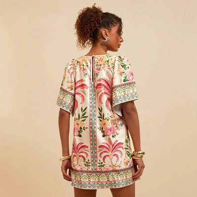 Robe courte à imprimé floral de style ethnique pour femmes - Nayeli