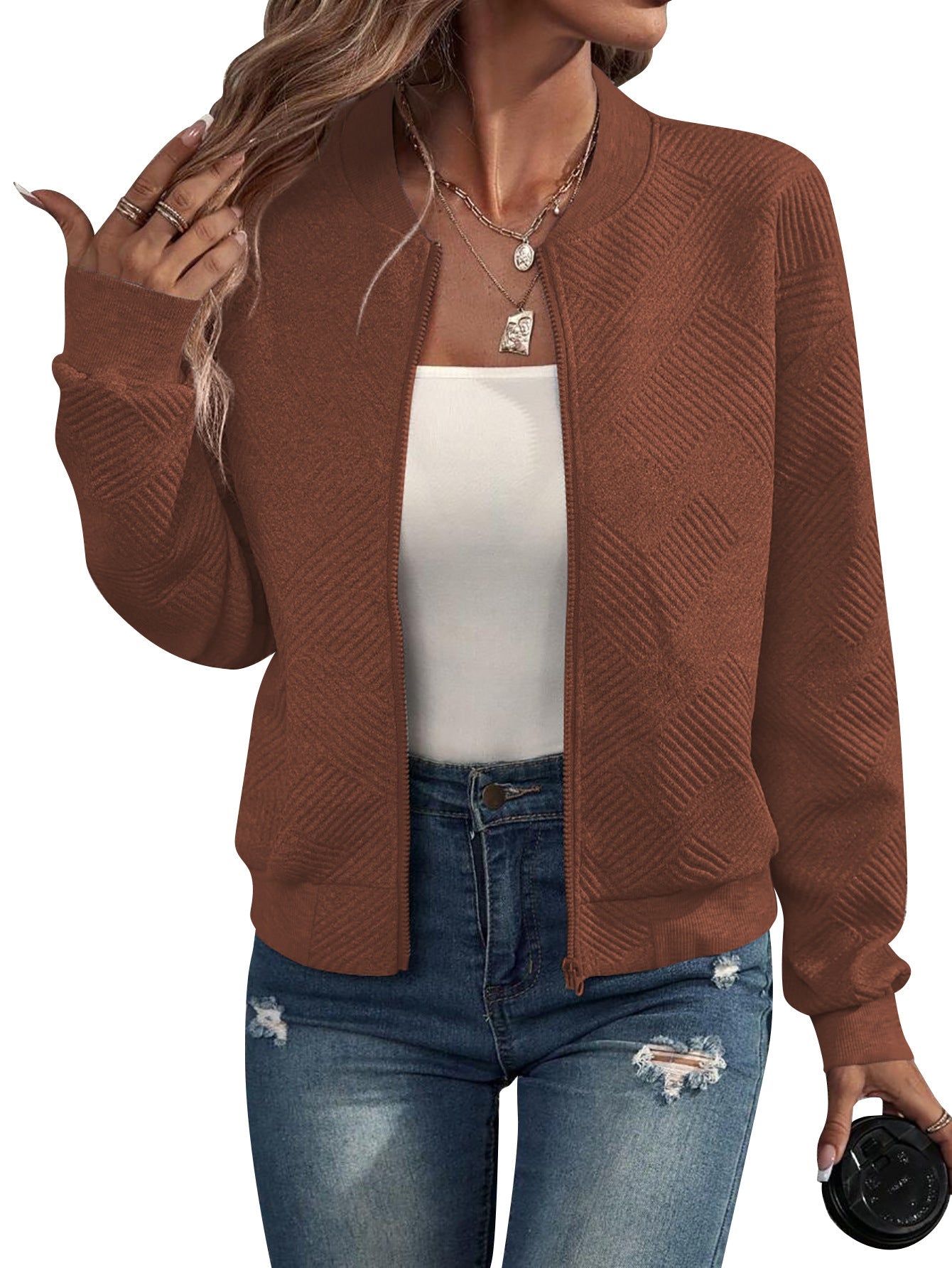 Doretta – Veste bomber structurée avec fermeture éclair