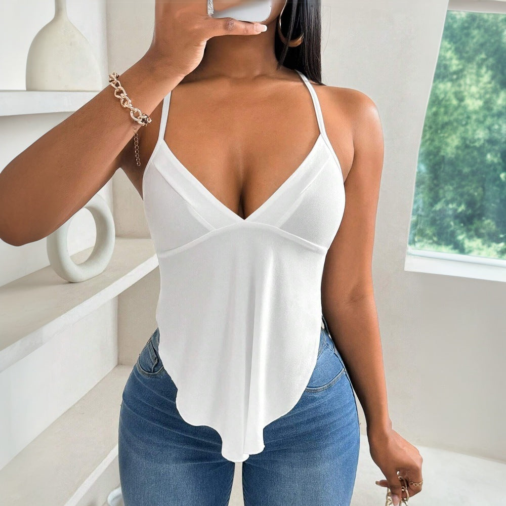 Alya - Top Blanc pour Femme Élégant à Col Halter